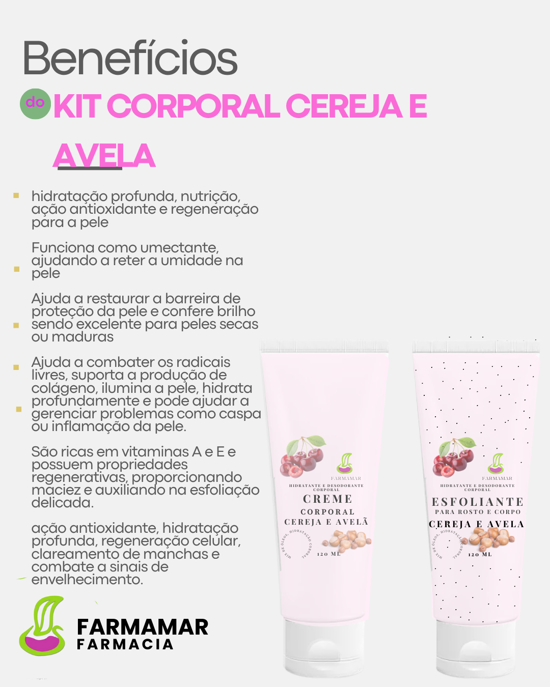 Kit Corpo Cereja & Avelã - Hidratação, Renovação e Proteção da Pele - Imagem 2